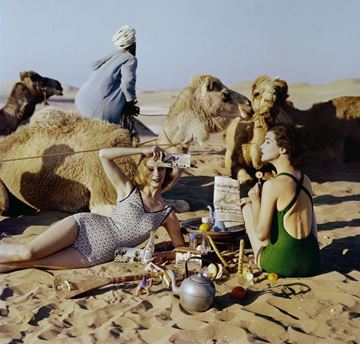 Picture of Tatiana + Marie Rose + Picnic + Camels, Morocco, 1958
